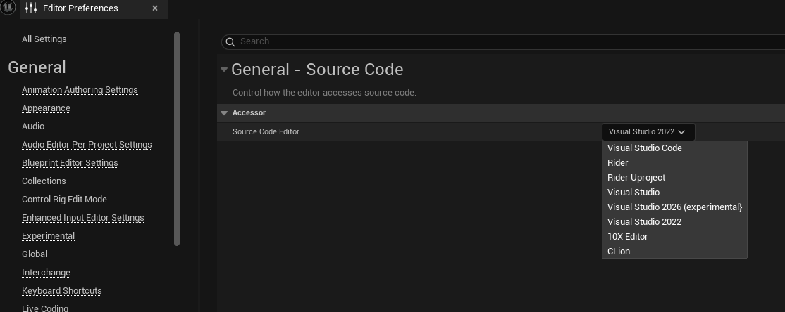 Source Code Editor 세팅 화면