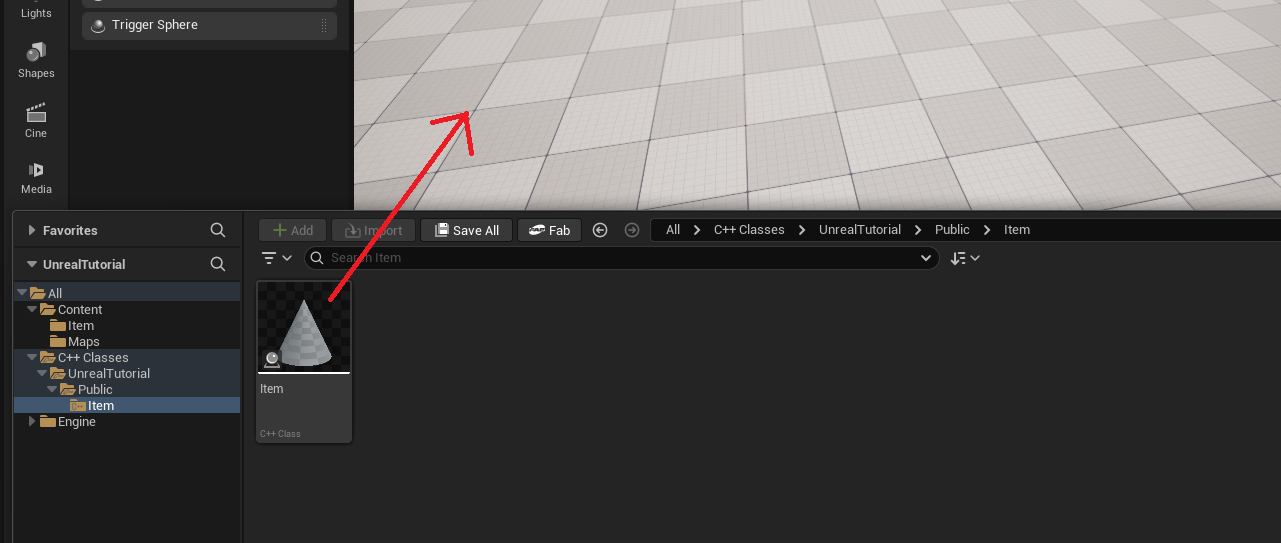 레벨에 배치된 C++ Item 액터