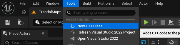 New C++ Class 메뉴