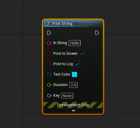Print String 노드의 속성 목록